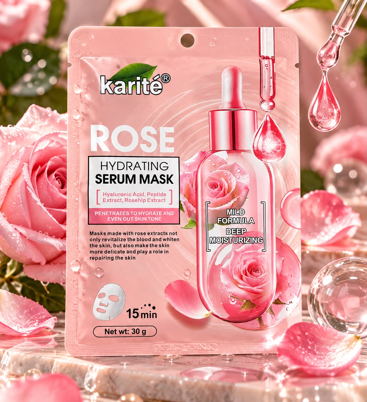 Mascarilla facial sérum de rosa hidratante Karité