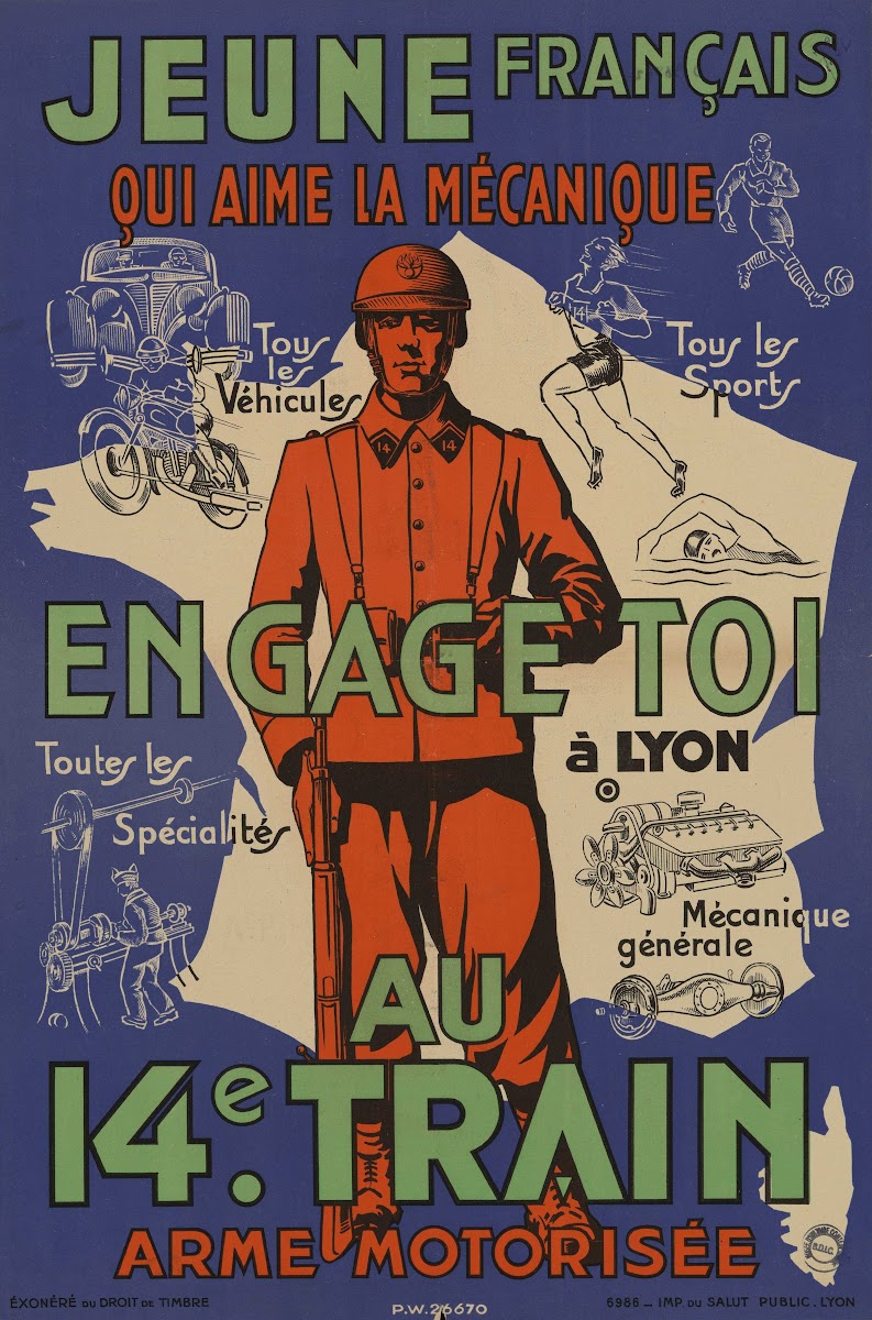Affiche De Recrutement De Larmée De Vichy  14e Train 1940 1942