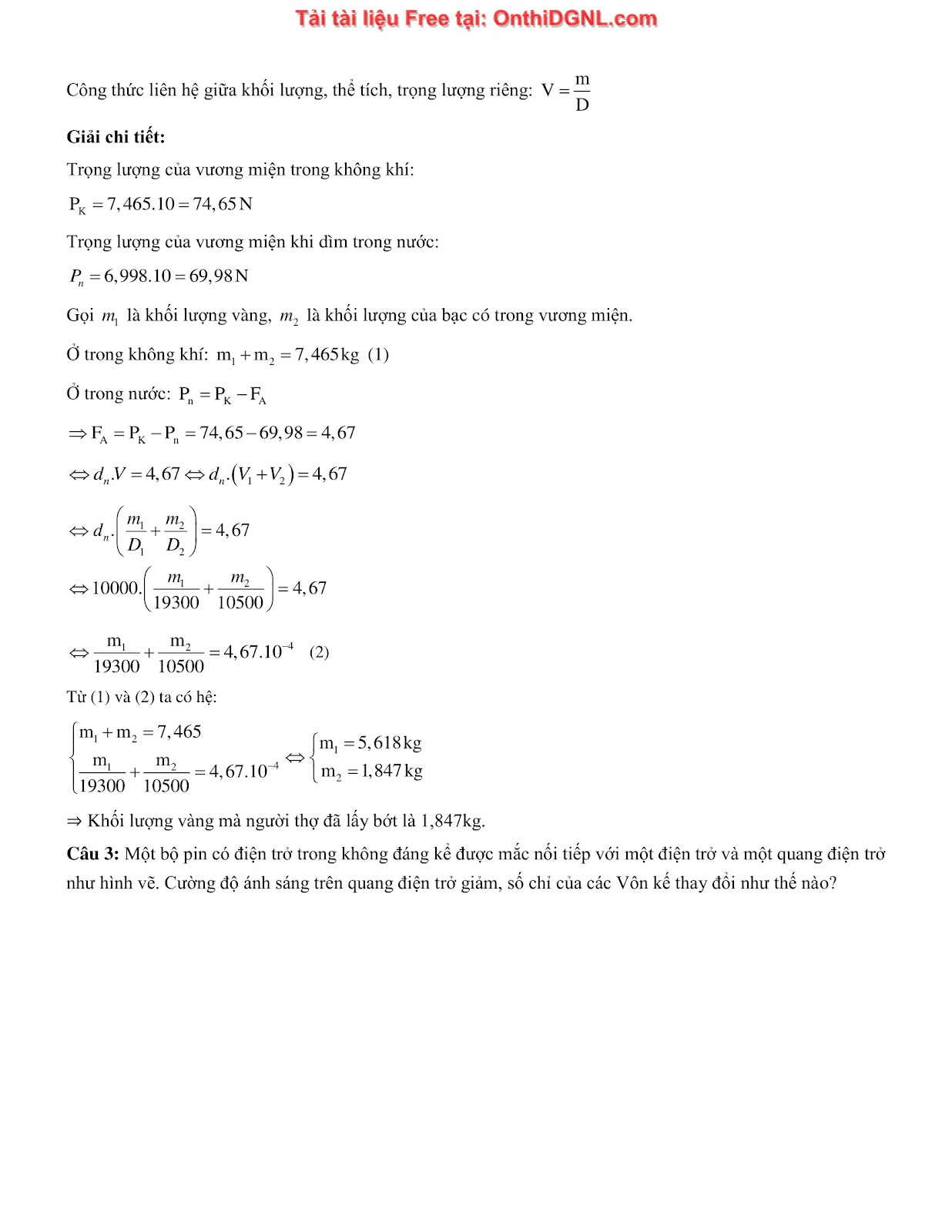 105 bài tập môn Vật Lý - Ôn thi ĐGNL Bách khoa Hà Nội Phần 6