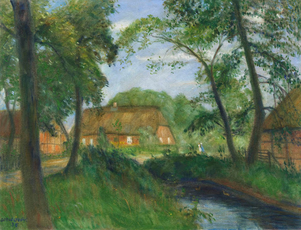 Sommer im alten Dorf am Ortseingang von Fischerhude 1930
