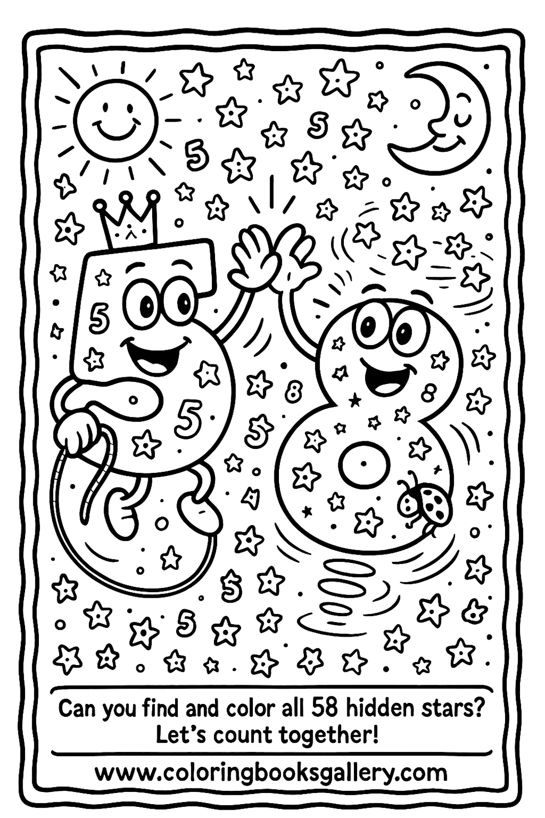 Number 58 Coloring Page for Kids – Simple A4 Printable Line Art – printable coloring page