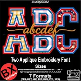 Size run preview, bundle embroidery font, applique embroidery font