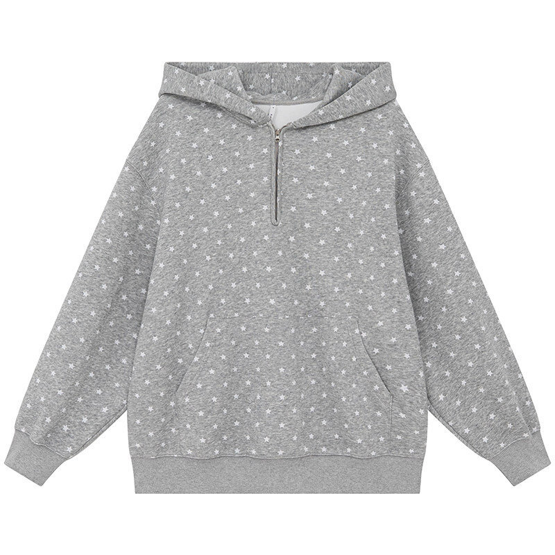 Kapuzenpullover mit Sternenmuster und Reißverschluss