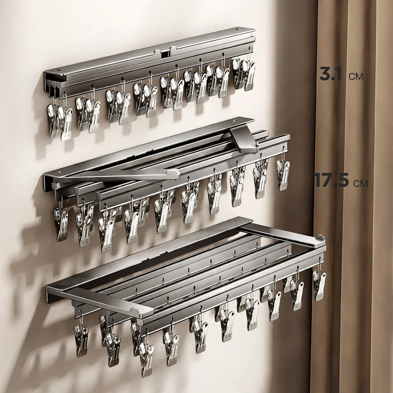 Drying rack with clips, aluminum, model 707-016-1A
