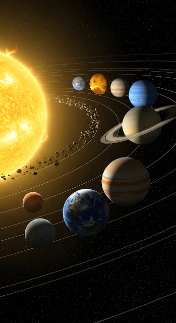 High-Detail 3D Render of the Solar System with Planets, Asteroid Belt, and Sun - Free mobile Wallpaper