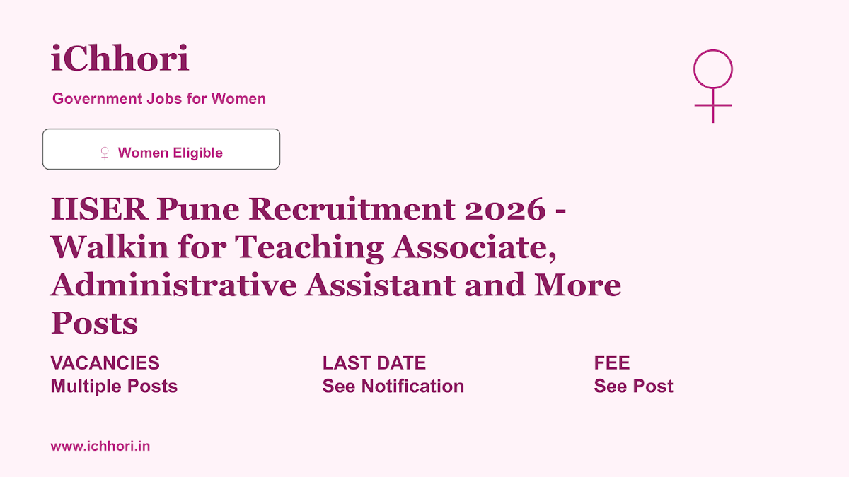 IISER Pune Recruitment 2026 - Walkin for Teaching Associate, Administrative Assistant and More Posts - iChhori