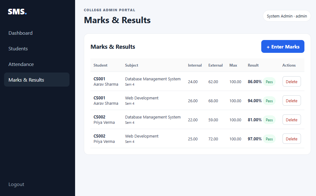 Student Management System — screenshot 5