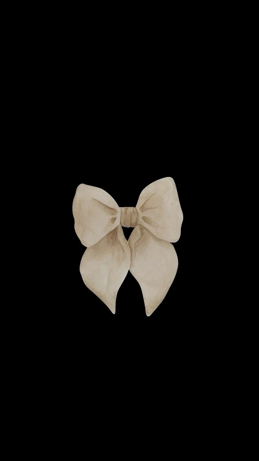Watercolor Beige Ribbon Bow - Digital Watercolor Full HD iPhone Wallpaper (1286x2288)