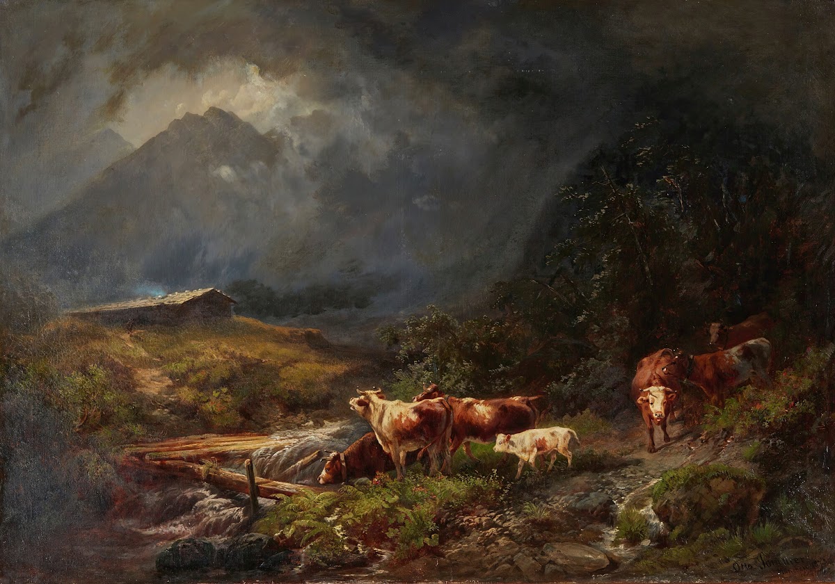 Cows In A Mountainous Landscape 1873