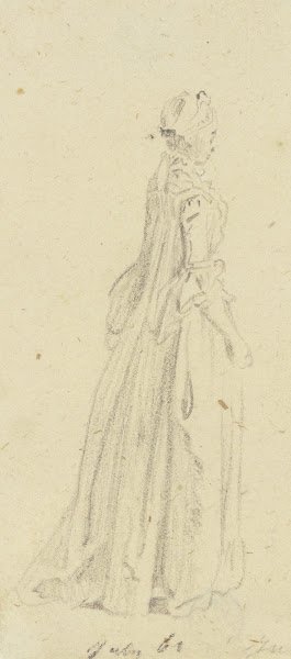 Stehende Frau im Profil nach rechts 1761
