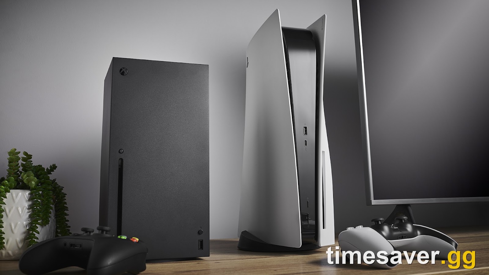 A PlayStation 5 and Xbox Series X console side by side, representing the PS Plus and Game Pass subscriptions needed for Modern Warfare 4 online