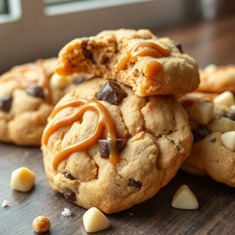 Salted Caramel White Chocolate Cookies Easy Recipe for Quick Family Sweet Treats finished