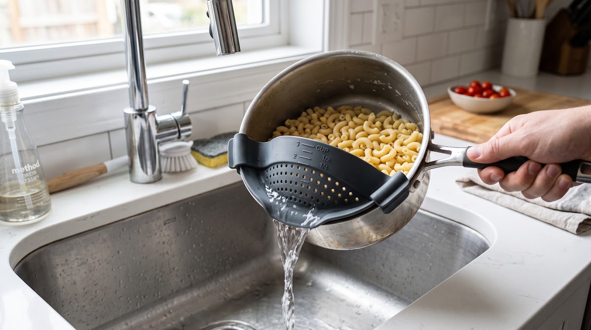 Best Clip-On Pot Strainers for Draining Pasta (2026) - BEST COMPACT — IN CONTEXT