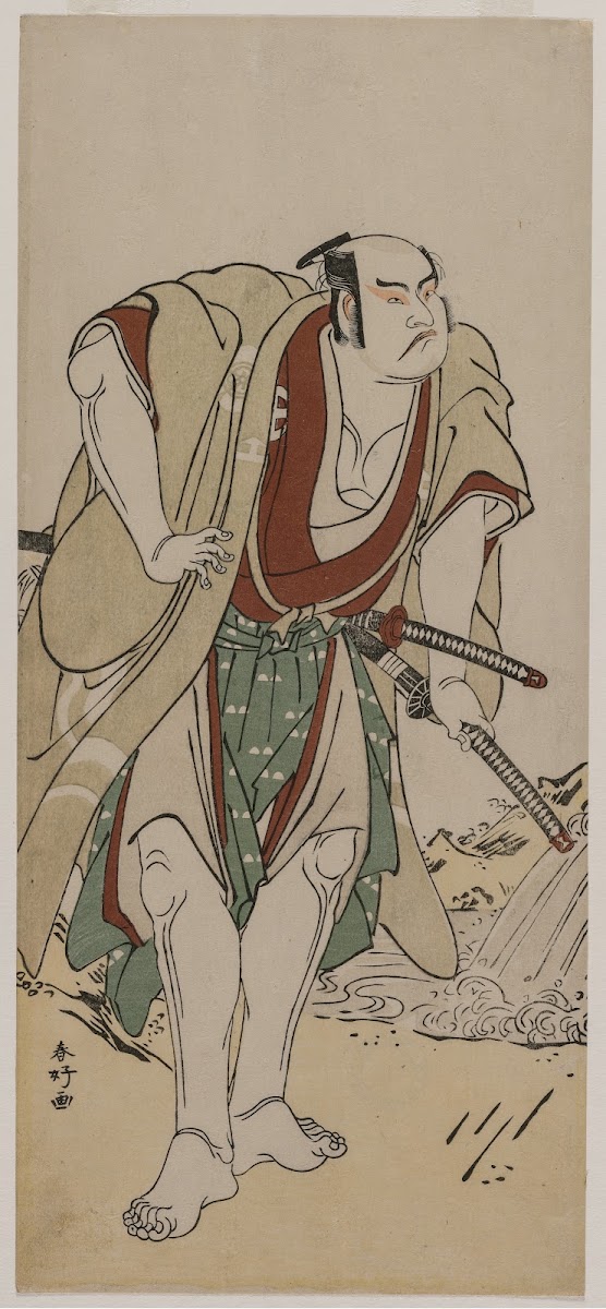 Otani Hiroji III as a Samurai Standing Beside a Stream c 1780