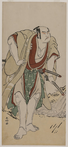 Otani Hiroji III as a Samurai Standing Beside a Stream c 1780
