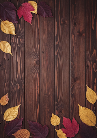 Autumn Leaves on Dark Wood Background