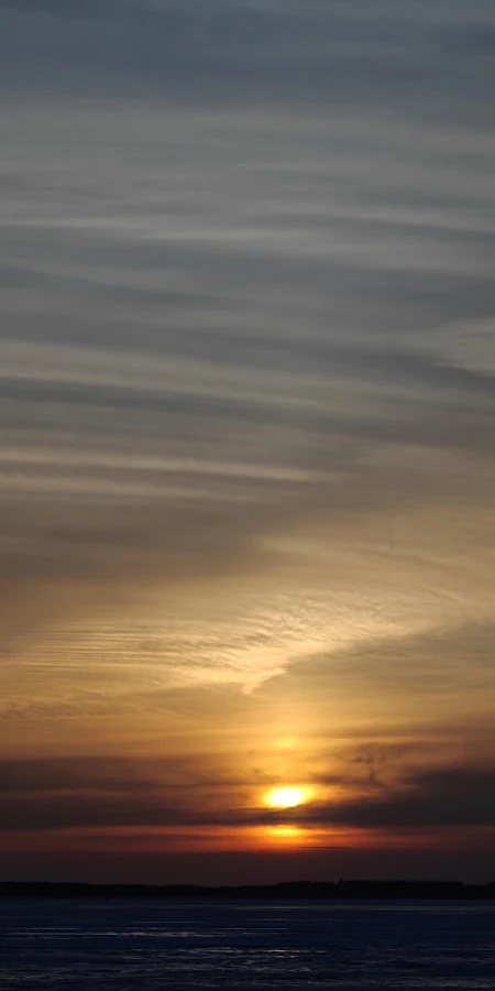 Sunset Over Dark Water 4K Phone Wallpaper
