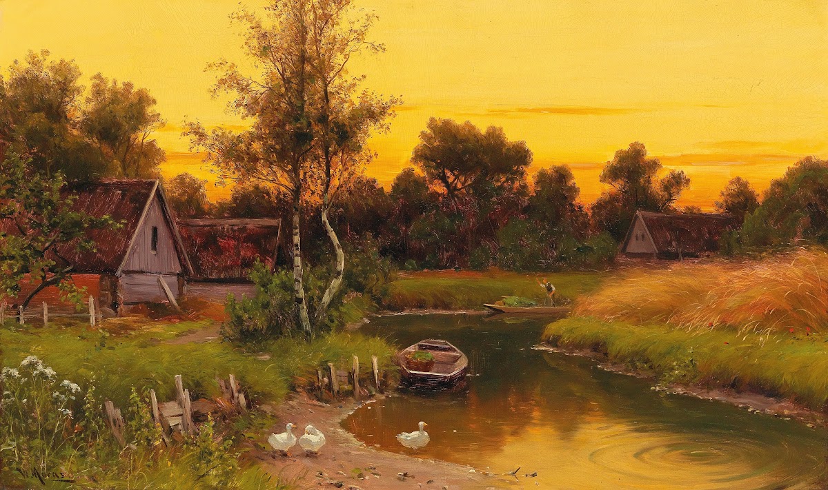 Idyllic Evening Scene on the Spree