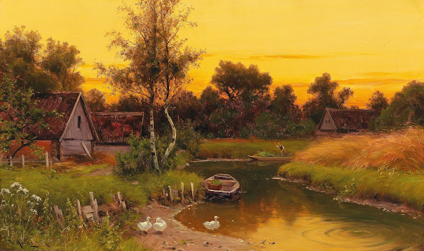 Idyllic Evening Scene on the Spree
