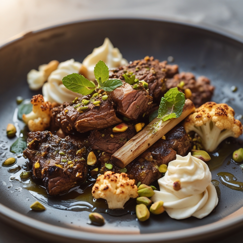 Final Spicy Za'atar Lamb & Roasted Cauliflower Protein Plates with Whipped Pistachio Feta