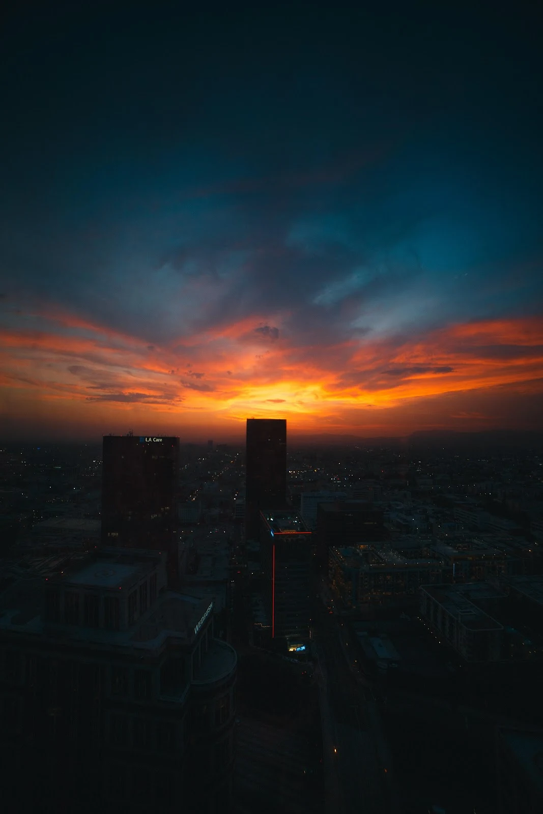 Sunset Over Los Angeles Skyline - Cityscape Photography 5K iPhone Wallpaper (3593x5389)