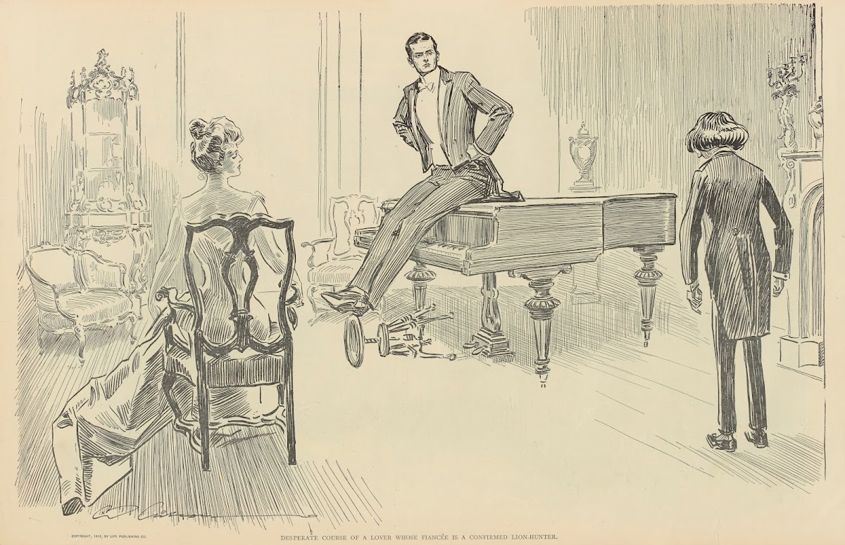 Desperate course of a lover whose fiancee is a confirmed lion hunter 1900 1905