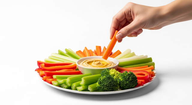 🥕 Veggie Sticks & Hummus: Fiber-Rich Crunch