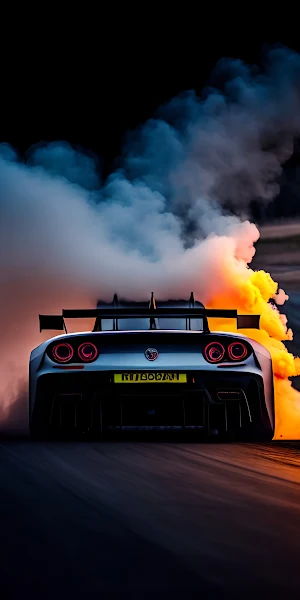 Burnout, Supercar, Exhaust, Motorsport 2K iPhone Wallpaper Background