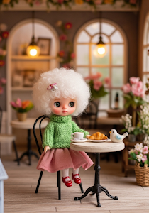 Cute Doll Cafe: Croissant & Coffee Delight