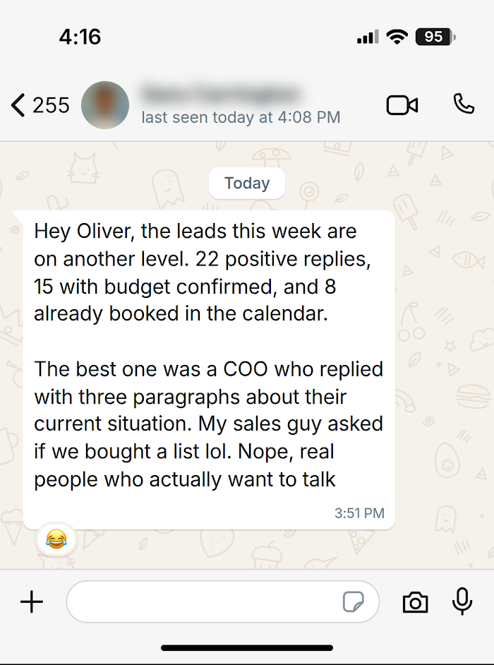 Client message on WhatsApp