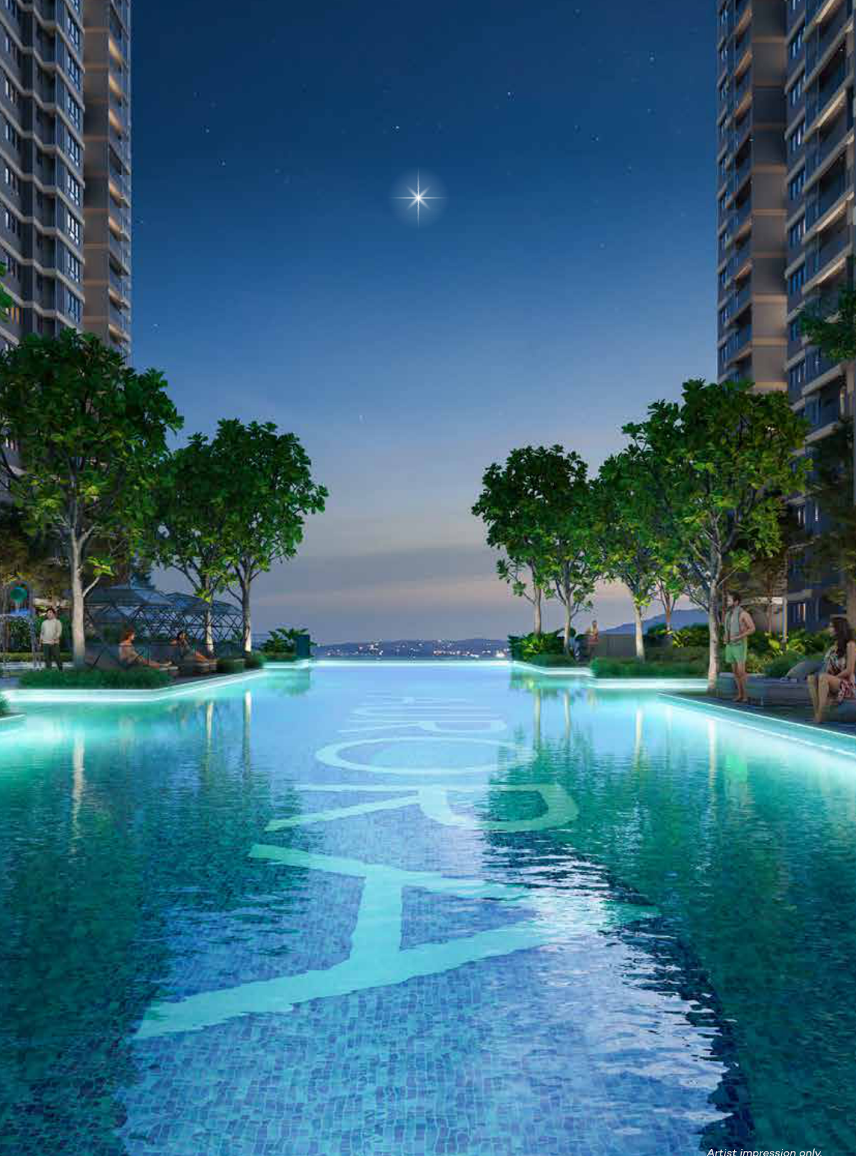 M Aurora — swimming pool night