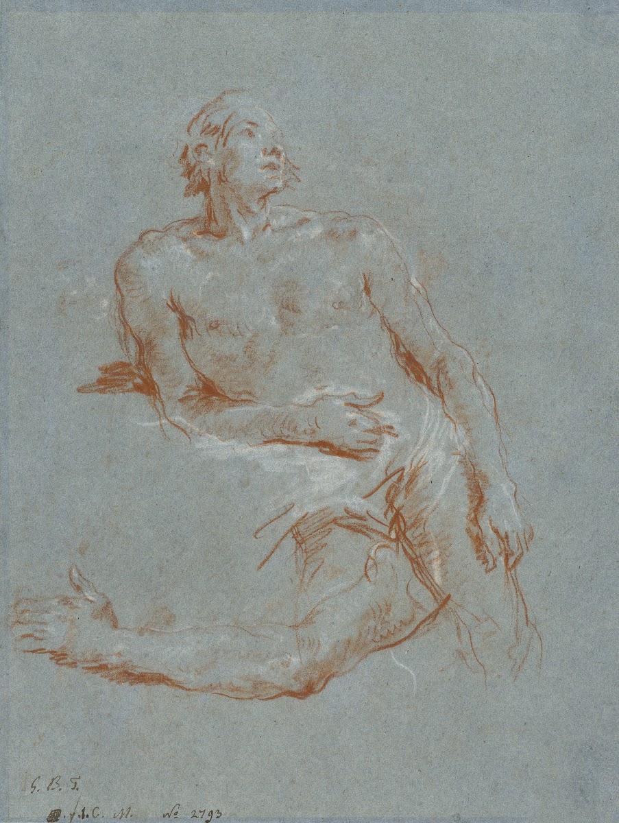 Male Nude Leaning on His Elbow verso 1752 1753