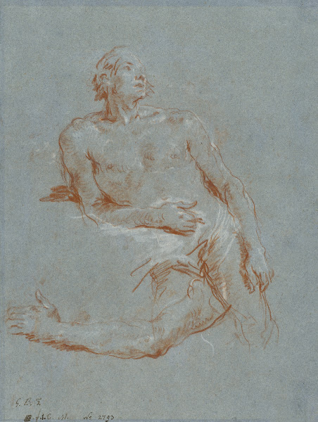 Male Nude Leaning on His Elbow verso 1752 1753