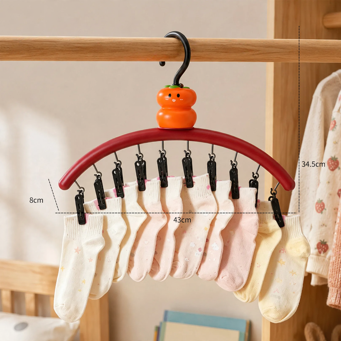 Cartoon drying rack kaki with clips