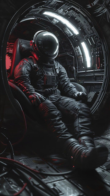 Dark Sci Fi Astronaut Pilot in Capsule Cockpit Interior - Free mobile Wallpaper