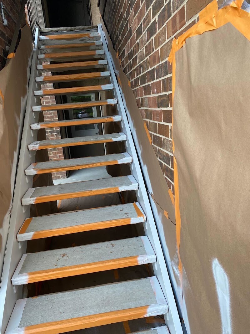 The Knoll, coating application in progress — view 1