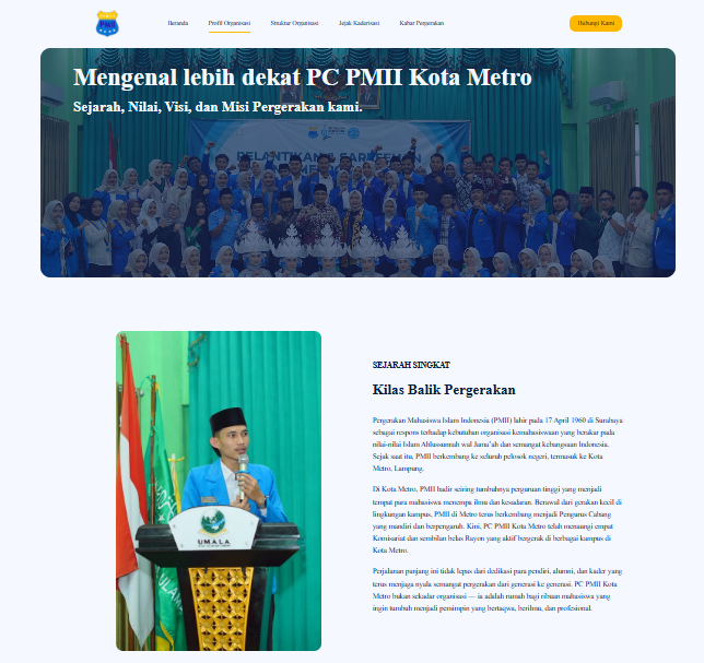 Portal Website Profil PC PMII Kota Metro
