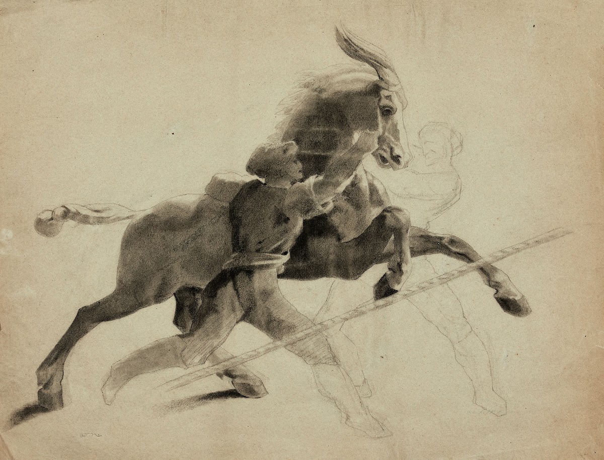 Cheval emballé daprès Géricault