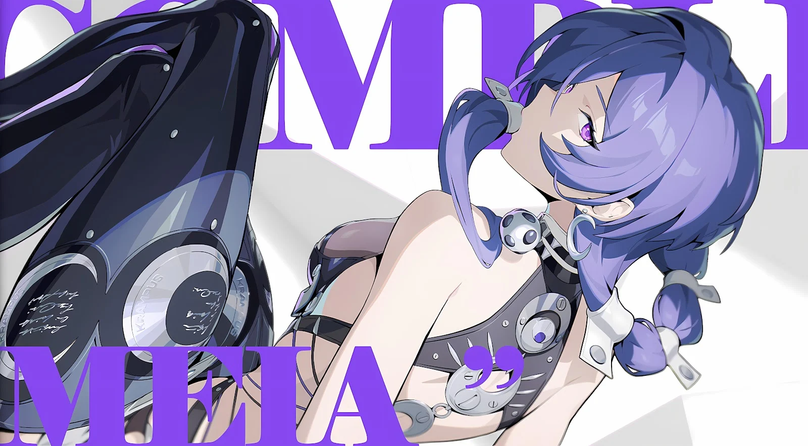 Purple Haired Anime Girl - Digital Anime Art 8K Wallpaper (8440x4656)