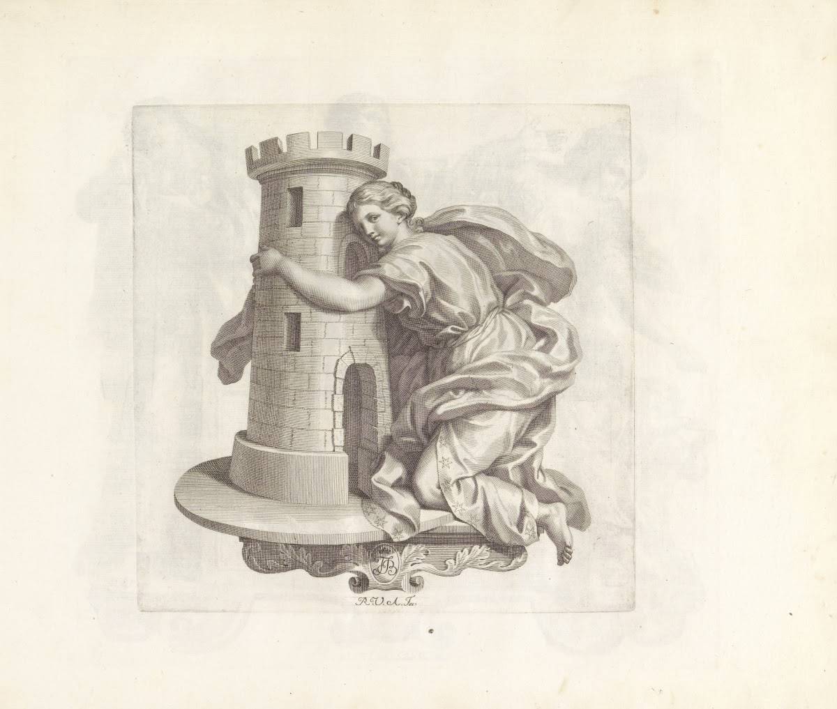 Vrouw omarmt een toren 1673 1743