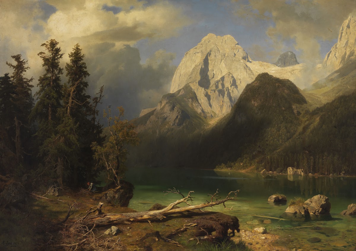 Gebirgssee mit Gebirgsmassiv im Hintergrund 1873