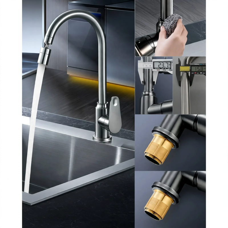 Kitchen mixing faucet with universal joint and pressure balance