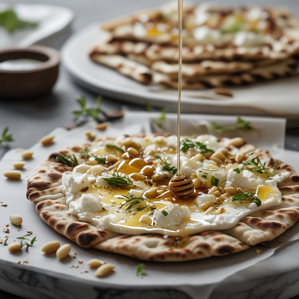 Za'atar-Spiced Feta & Honey Breakfast Flatbreads with Pine Nuts