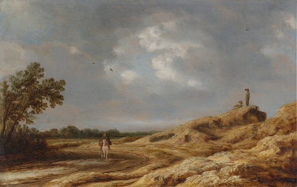 Dune landscape with a horse and rider 1628