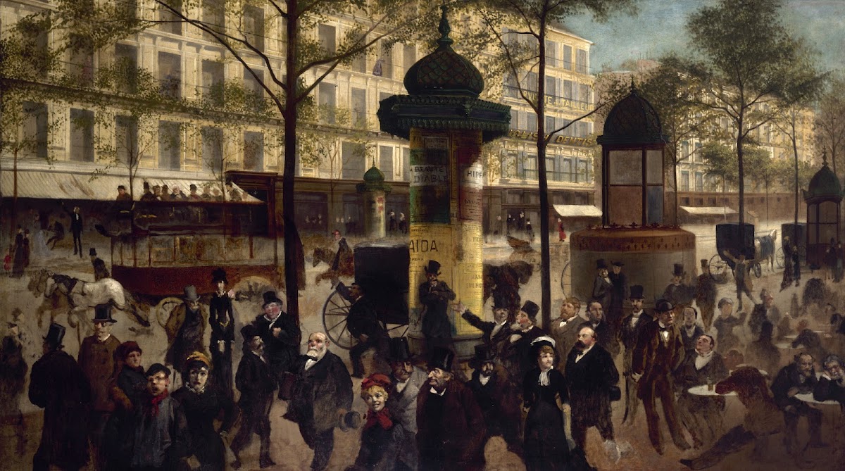 Esquisse pour un panorama du boulevard Montmartre animé des personnalités parisi