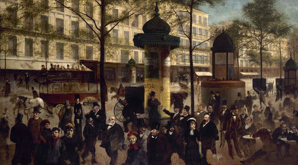 Esquisse pour un panorama du boulevard Montmartre animé des personnalités parisi
