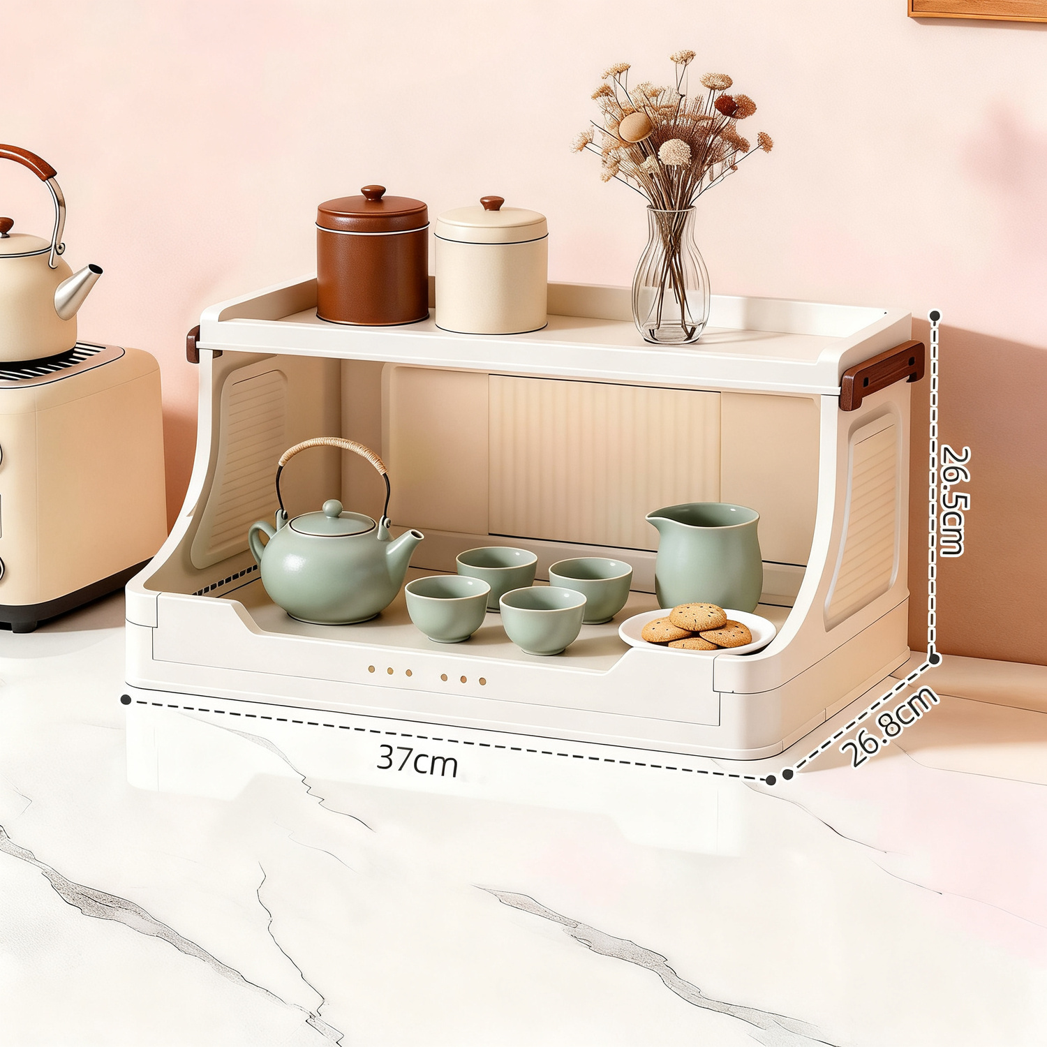 Foldable storage cabinet with three levels