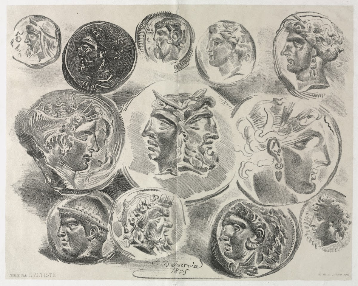 Feuille de douze médailles antiques 1825