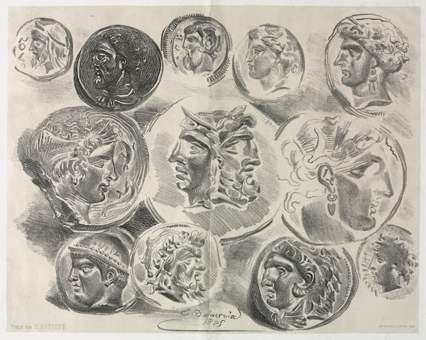 Feuille de douze médailles antiques 1825