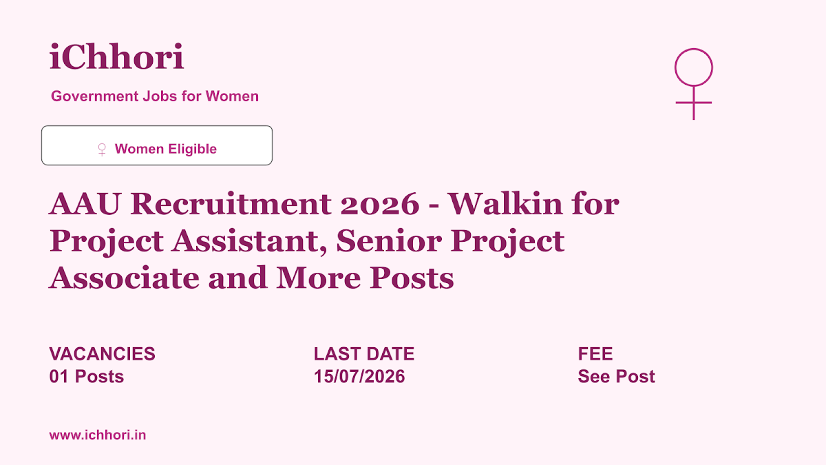 AAU Recruitment 2026 - Walkin for Project Assistant, Senior Project Associate and More Posts - iChhori